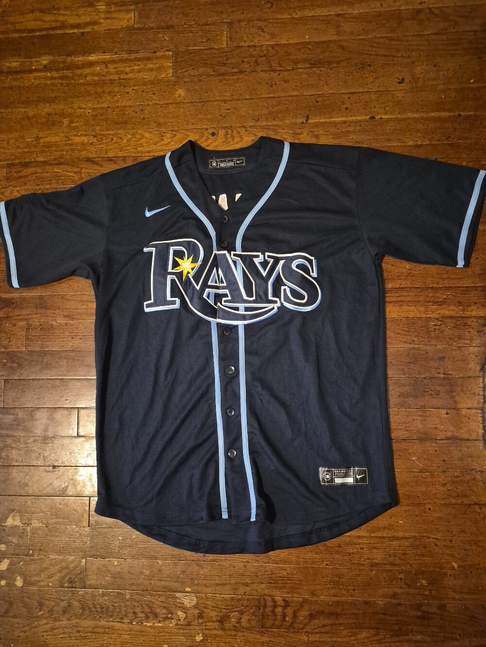 Nike Navy Tampa Bay Rays Wander Franco Jersey with Light Blue Trim Mens Sz Large